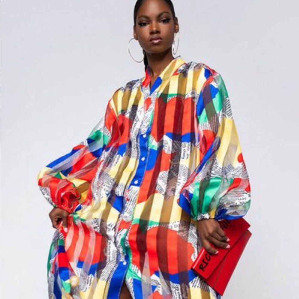 Color block shirt dress